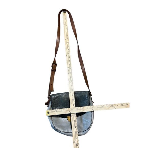 Authentic Fossil Pebbled Leather EMI Leather Saddle Bag Brown Multi - Picture 13 of 13